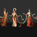 Game And Movie Characters In Traditional Chinese Attire With Flowing Ribbons And Elegant Dance Poses