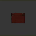 Classic Red Vintage Trunk With Brown Leather Straps And Metal Studs