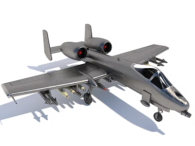 Military Fighter Jet with Twin Engines Weapon Payloads and Metallic Body Design 3d model