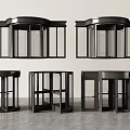 Modern Revolving Door Designs With Black Frame And Glass Panels