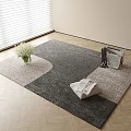 Square Rug on Wooden Floor Near Window with White Flowers Vase Folded Clothes and Newspaper