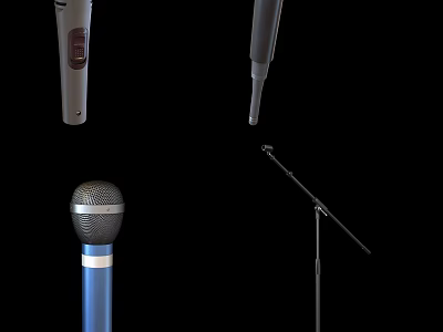 High Quality Headphones And Audio Speakers With Microphone Stand And Accessories 3d model