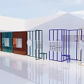 Modern Eyewear Store With Colorful Display Racks And Various Glasses Frames 3d model