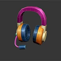 Colorful Pink Headband Headphones With Blue Orange Ear Cups And Microphone For Modern Audio Experience