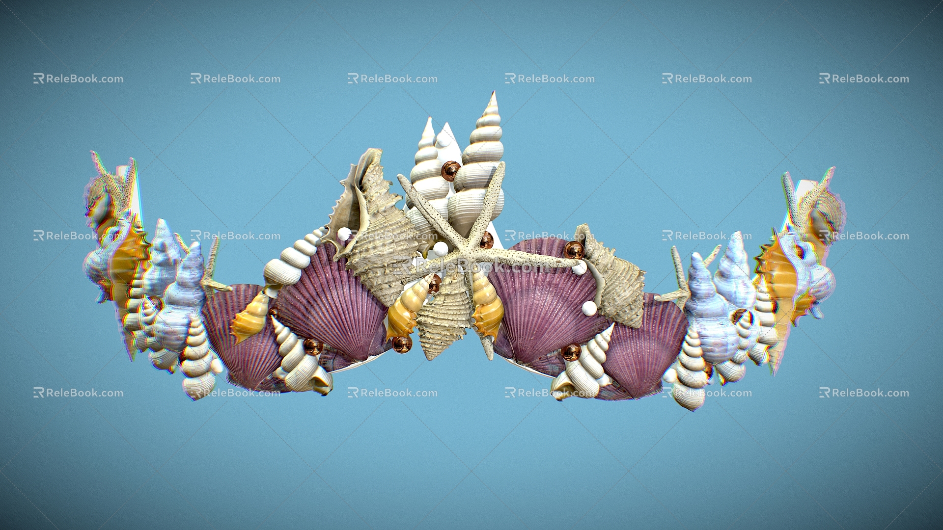 Shell and Starfish Summer Crown Crown Shell Crown Starfish Headwear 3d model