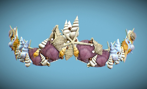 Shell and Starfish Summer Crown Shell Crown Starfish Headwear 3d model