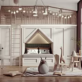 Cozy Kids Room Interior Design With Wooden Bunk Bed Animal Shaped Decor And Hanging Lights