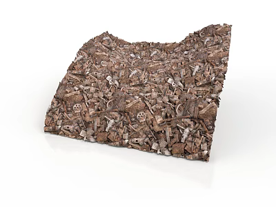 Intricate Wavy Structure Composed of Various Small Metal Parts and Components 3d model