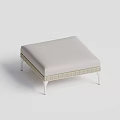 Modern Minimalist Ottoman With Light Gray Cushion And Woven Frame White Legs