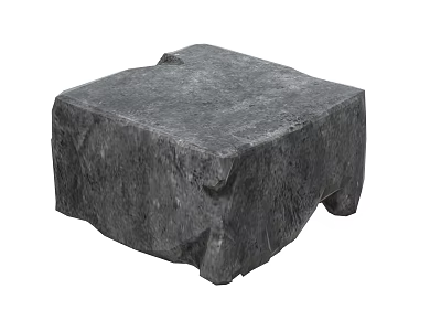 Natural Gray Stone Cube With Rough Textured Surface And Solid Structure 3d model