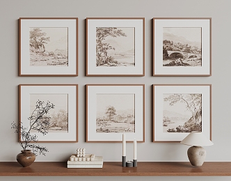 Vintage Hanging Paintings 3d model