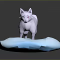 White Fox Game Movie Character With Red Eye Markings Standing On Ice Block