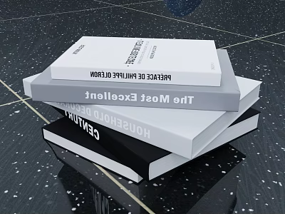 Modern Design Books With Stylish Covers Stacked Neatly On Glossy Table 3d model