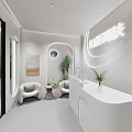 Beauty Skincare Salon Modern Interior Design With White Reception Desk Comfortable Sofas And Green Plants