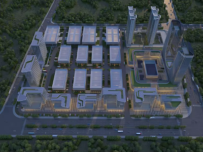 Modern Industrial Factory Layout With Green Surroundings And Road Facilities 3d model