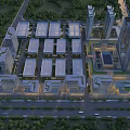Modern Industrial Factory Layout With Green Surroundings And Road Facilities