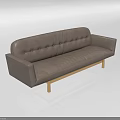 Gray Three Seater Sofa With Button Tufted Back And Golden Legs 3d model