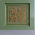 Elegant Square Ceiling With Green Frame And Intricate Gold Geometric Patterns 3d model