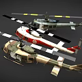 Three Different Design Helicopters Showcased On Gray Background With Detailed Features