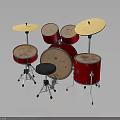 Complete Red Drum Set With Cymbals Drums And Adjustable Stool 3d model
