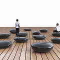 Pebble Stool Black Pebble Stone Stool Landscape Pebble Square Stone Stool 3d model
