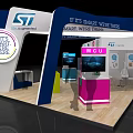 ST Logo Exhibition Booth With Asia Water Smart Theme And Display Counters Screens 3d model