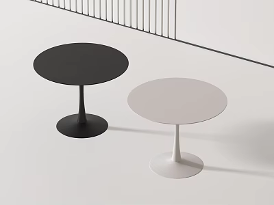 Modern Minimalist Black And White Round Top Side Tables With Cone Shaped Base 3d model