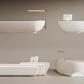 Cream wind curved bar reception desk 3d model