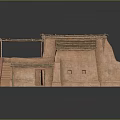Traditional Clay Brick Building With Wooden Beam Supported Thatch Roof And Stepped Platform