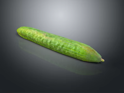 Fresh Green Cucumber With Textured Skin On Black Background Showing Reflection 3d model