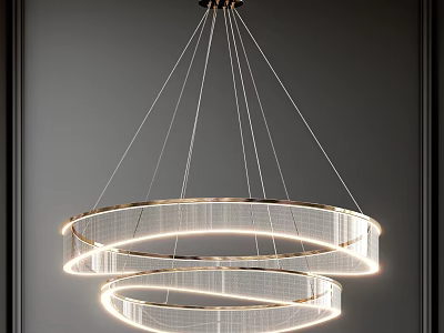 Modern Double Ring Chandelier With LED Lighting For Contemporary Interior Design 3d model