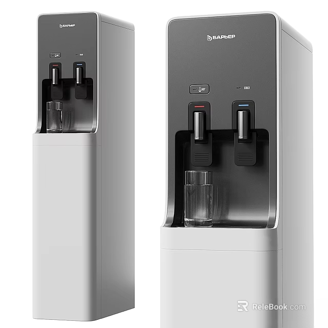 Modern Water Dispenser With Hot Cold Taps And Glass Cup Holder For Home Office Daily Use 3d model 