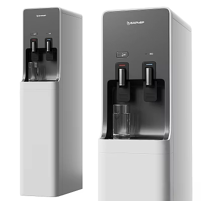 Modern Water Dispenser With Hot Cold Taps And Glass Cup Holder For Home Office Daily Use 3d model