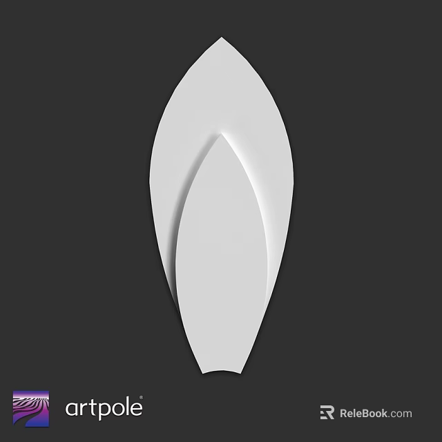 White Leaf Shaped Decorative Component With Overlapping Design On Black Background 3d model 