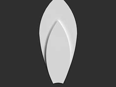White Leaf Shaped Decorative Component With Overlapping Design On Black Background 3d model