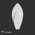 White Leaf Shaped Decorative Component With Overlapping Design On Black Background