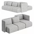 Modern Gray Modular Fabric Sofa With Sectional Design And Comfortable Seats 3d model