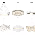 Elegant Modern Chandeliers with Cloud Geometric Wave Shaped White Designs 3d model