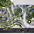 Modern Park Landscape With Circular Green Areas Winding Pathways And Lush Trees