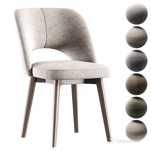 Modern Soft Upholstered Dining Chair With Solid Wood Legs Provides Multiple Fabric Color Options 3d model 