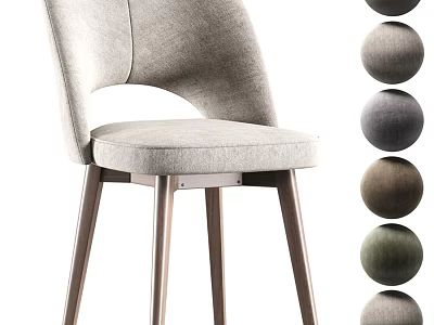 Modern Soft Upholstered Dining Chair With Solid Wood Legs Provides Multiple Fabric Color Options 3d model