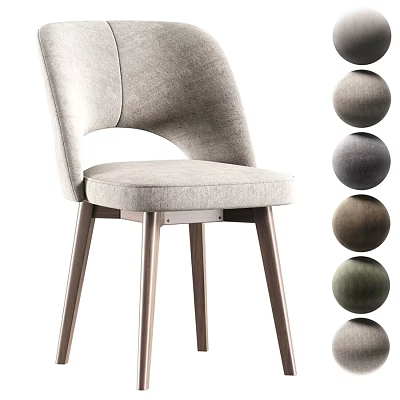 Modern Soft Upholstered Dining Chair With Solid Wood Legs Provides Multiple Fabric Color Options 3d model