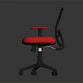 Ergonomic Office Chair With Mesh Backrest Red Seat Armrests And Wheeled Base