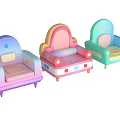 Cute Colorful Single Sofa Design For Kids Room With Round Decor And Soft Upholstery
