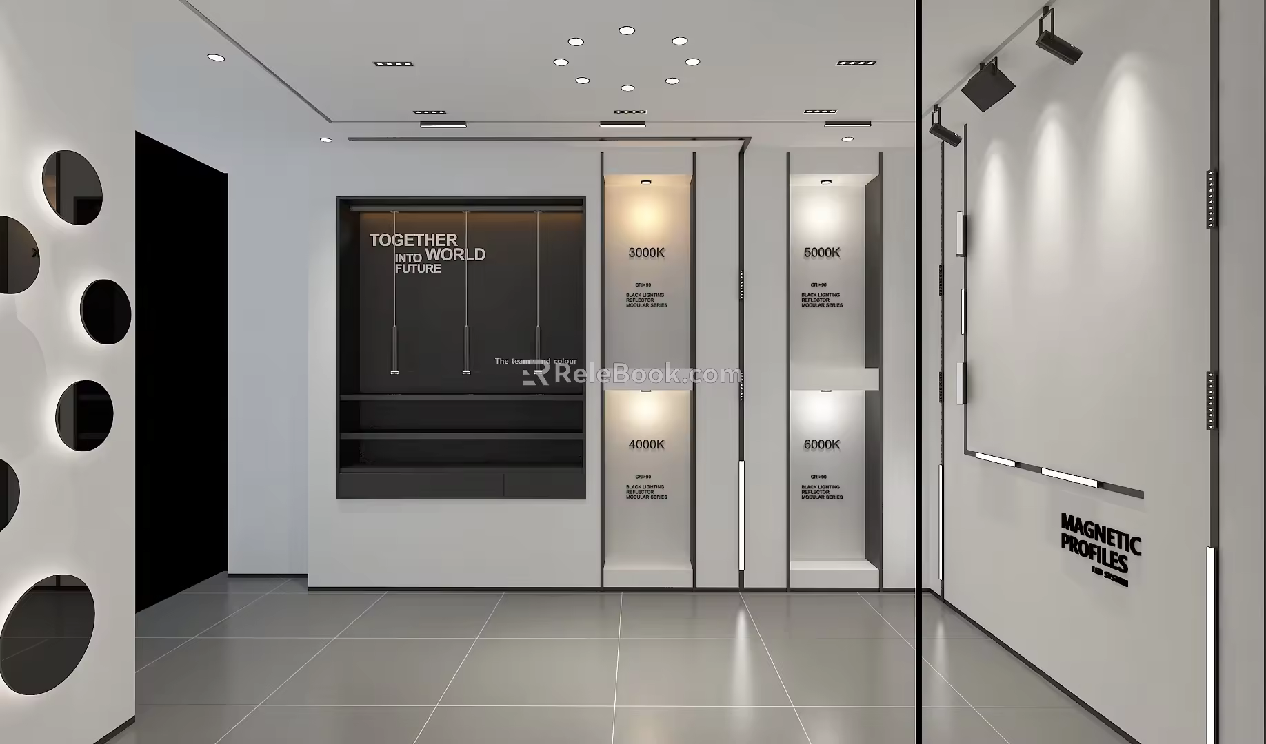 30 square storefront without main light 3d model