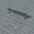Sturdy Metal Outdoor Bench with Slatted Design on Gray Textured Tiled Floor