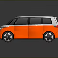 Modern Orange And Silver Minivan With Unique Wheels And Reflective Surface 3d model