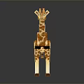 Handmade Giraffe Wooden Puzzle Model Standing On White Base Against Dark Background