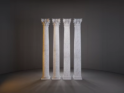 Elegant Four White Marble Roman Columns In Gray Space With Soft Lighting Effects 3d model