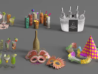 Modern Beverage Wine Drinks 3d model